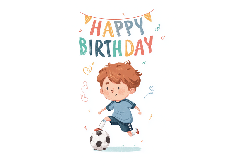 Fußballjunge, Happy Birthday Motiv, Kindergeburtstag, Rechteckige Tortenaufleger - 200.0 G