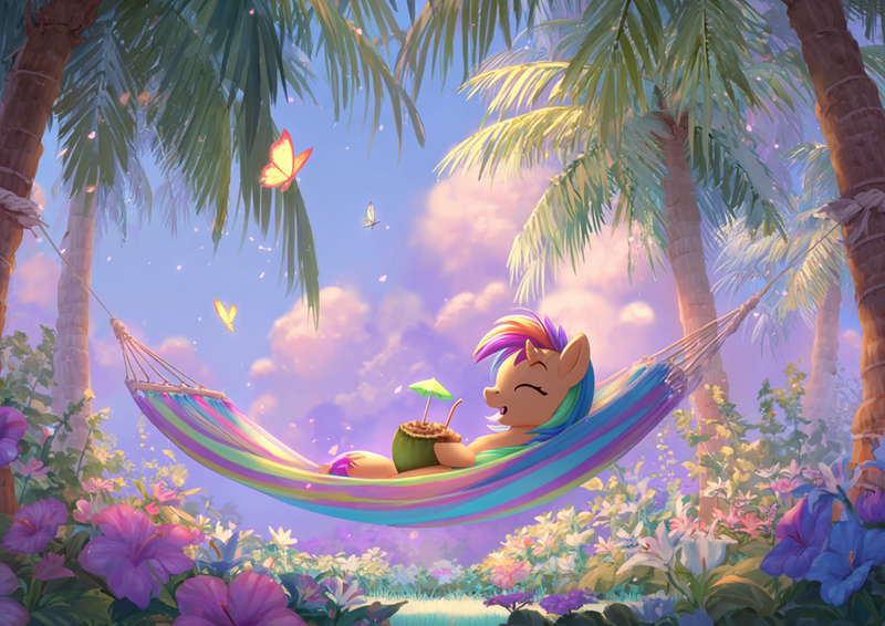 My Little Pony, Rainbow Pony, Tropischer Urlaub – Rechteckig Tortenaufleger - 200.0 G