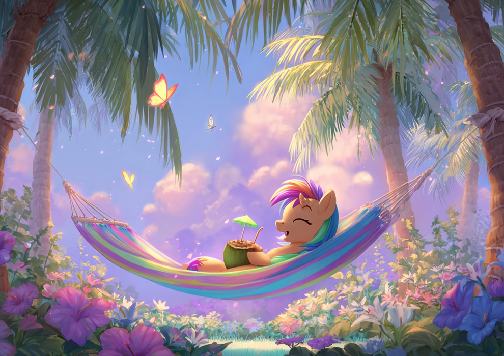 My Little Pony, Rainbow Pony, Tropischer Urlaub – Rechteckig Tortenaufleger - 200.0 G