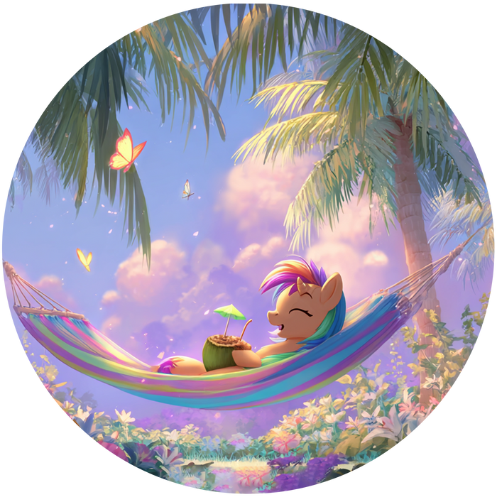 My Little Pony, Rainbow Pony, Tropischer Urlaub – Runde Tortenaufleger - 400.0 G