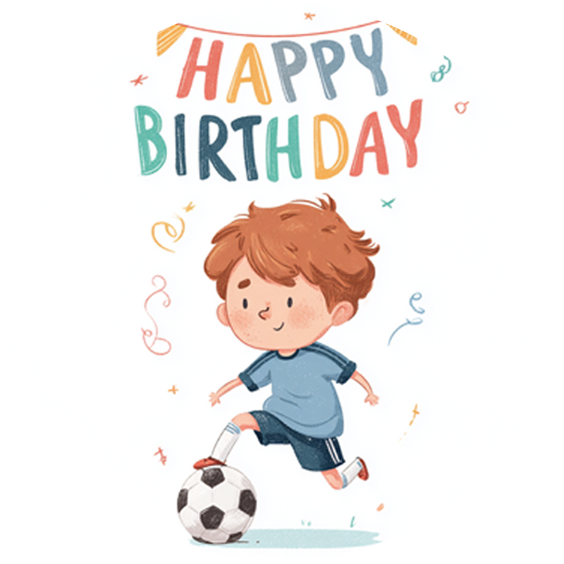 Fußballjunge, Happy Birthday Motiv, Kindergeburtstag, Runde Tortenaufleger - 400.0 G