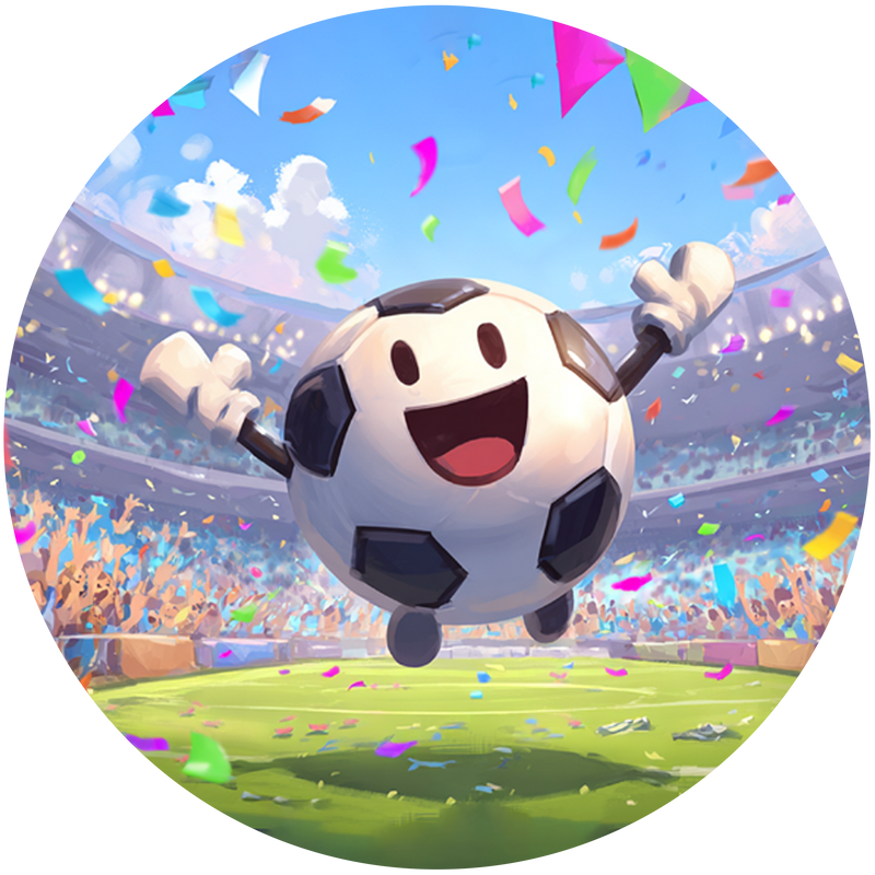 Jubelnder Fußball-Charakter, Lustiges Stadion-Motiv, Runde Tortenaufleger - 400.0 G