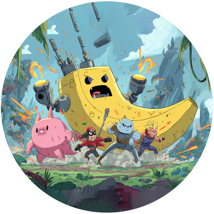 Anime Krieger & Roboter-Banane, Abenteuer Stil, Runde Tortenaufleger - 400.0 G