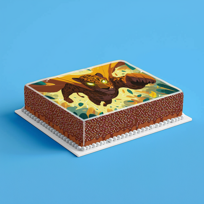 Superhelden Tiger, Comic Stil, Dschungel Thema, Rechteckig Tortenaufleger - 200.0 G