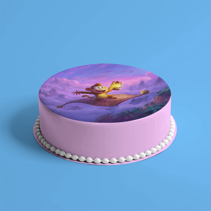 Magischer Affe, Fliegender Teppich, Aladdin Stil, Runde Tortenaufleger - 400.0 G