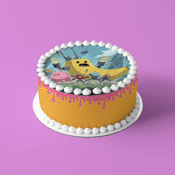 Anime Krieger & Roboter-Banane, Abenteuer Stil, Runde Tortenaufleger - 400.0 G