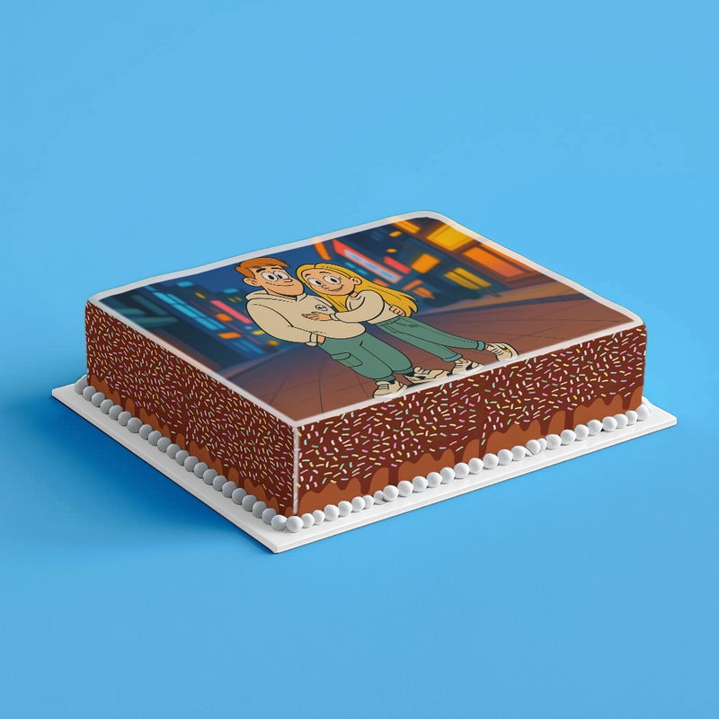 Personalisierter  mit Wunschbild – Cartoon Stil Geburtstag Rechteckig Tortenaufleger - 200.0 G