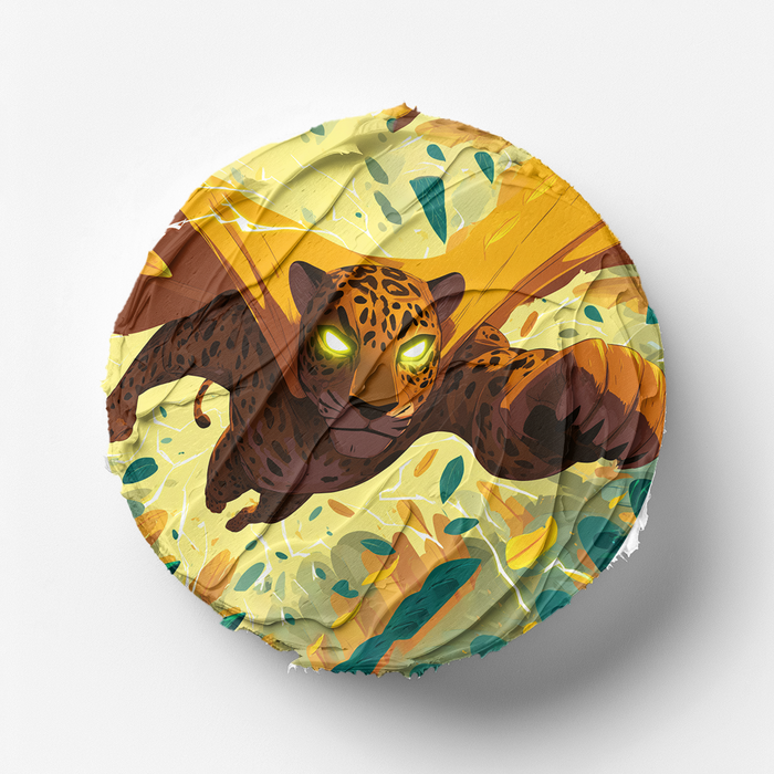 Superhelden Tiger, Comic Stil, Dschungel Thema, Runde Tortenaufleger - 400.0 G