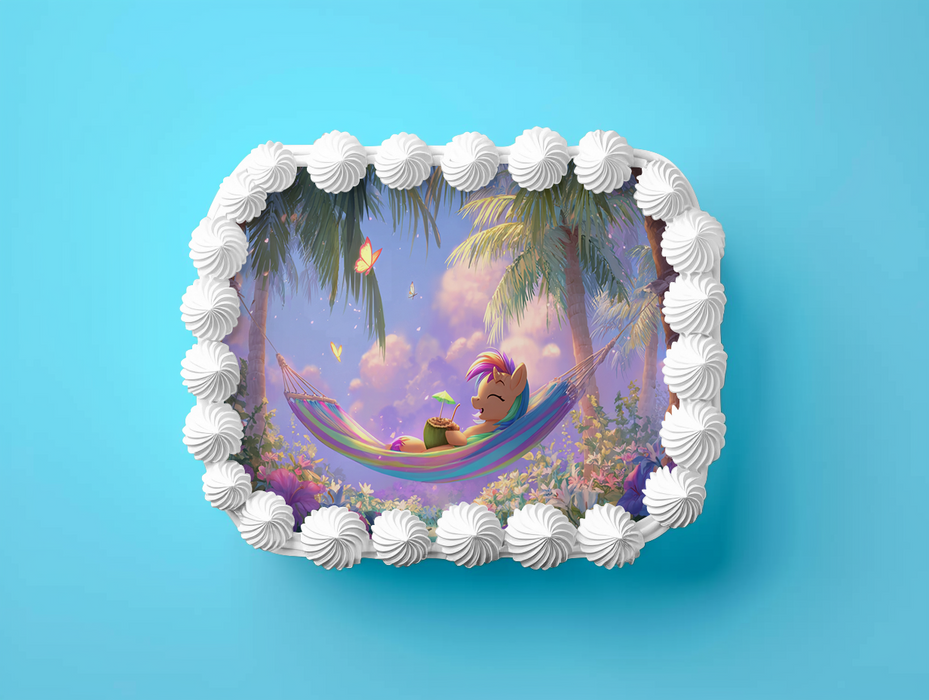 My Little Pony, Rainbow Pony, Tropischer Urlaub – Rechteckig Tortenaufleger - 200.0 G