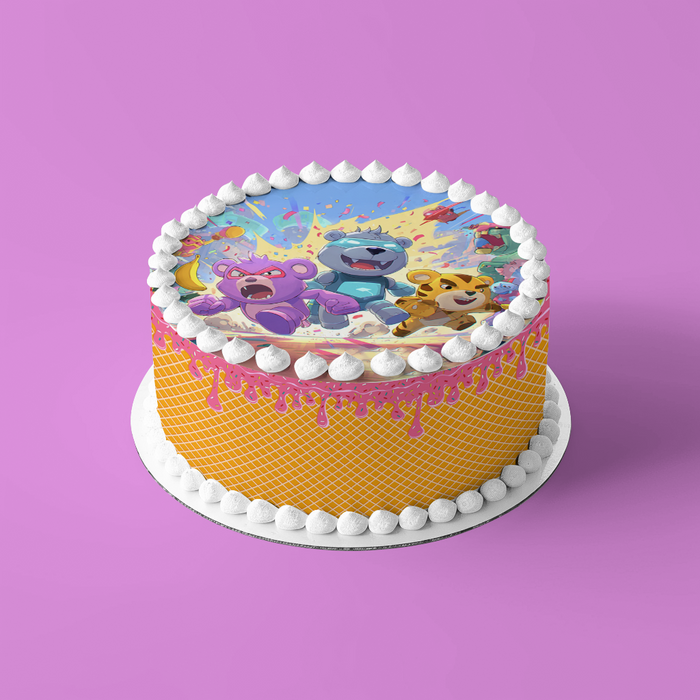 Action Bären, Arcade Stil, Partyspiel Thema, Runde Tortenaufleger - 400.0 G