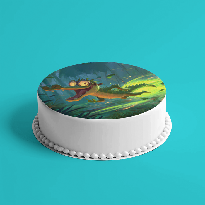 Turbo Krokodil, Lustiger Comic Stil, Dschungel Thema, Runde Tortenaufleger - 400.0 G