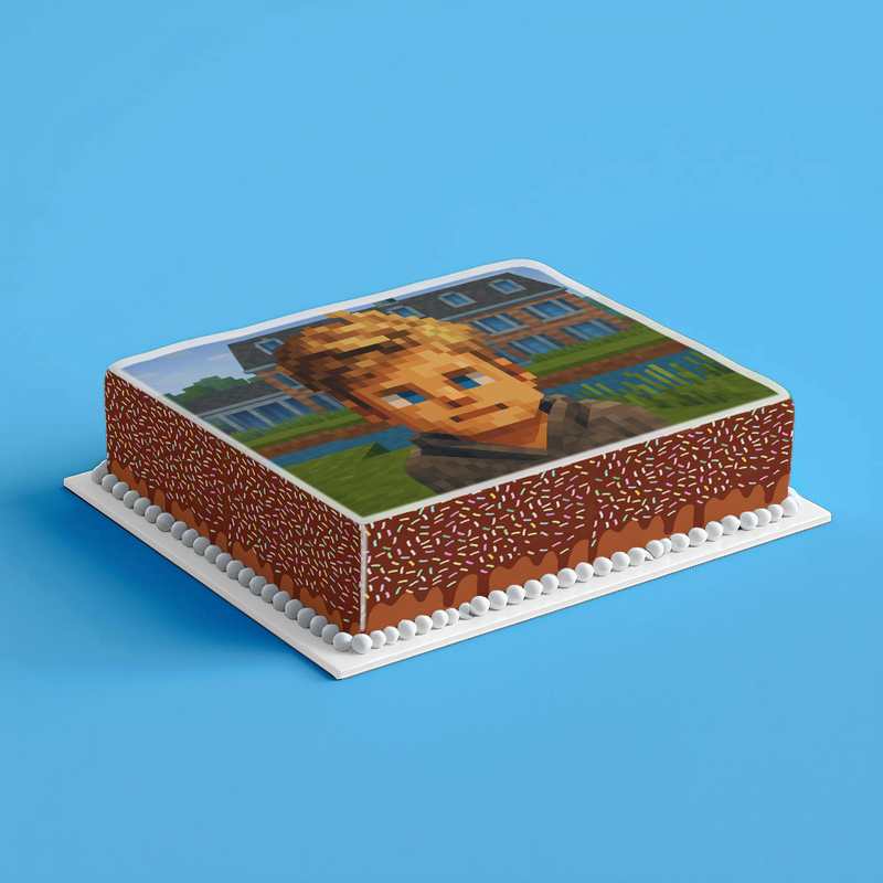 Minecraft Stil Geburtstag, Personalisierter Rechteckig Tortenaufleger – 200.0 G