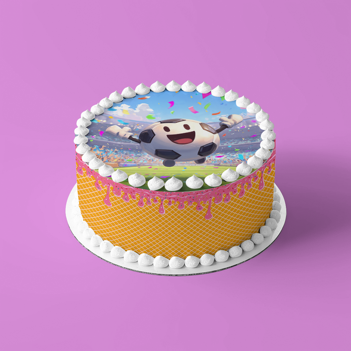 Jubelnder Fußball-Charakter, Lustiges Stadion-Motiv, Runde Tortenaufleger - 400.0 G