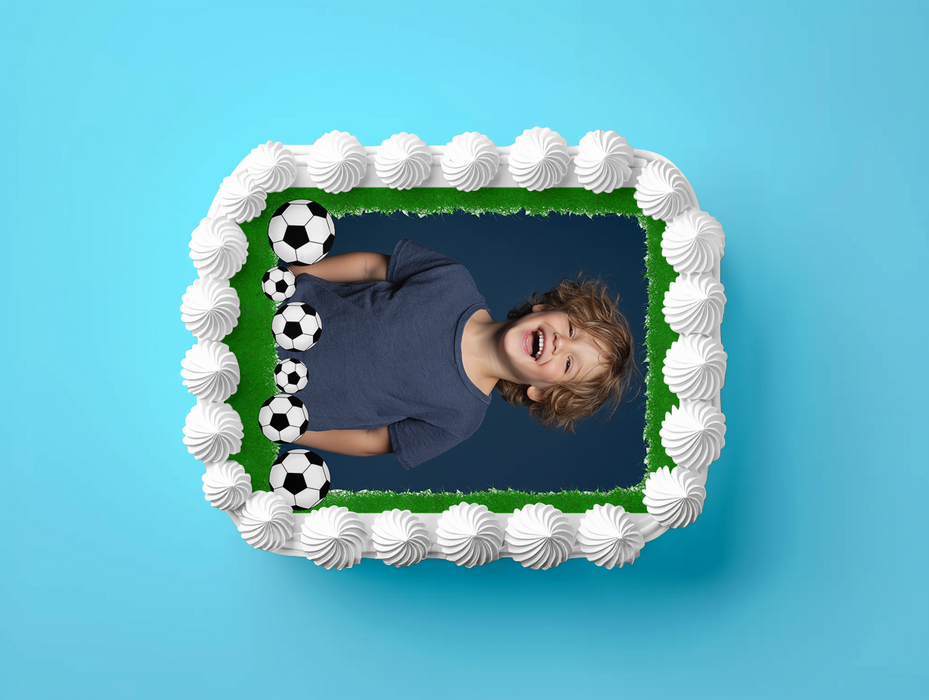 Personalisierter Fußball – Essbares Zuckerbild mit deinem Foto, Rechteckig Tortenaufleger - 200.0 G