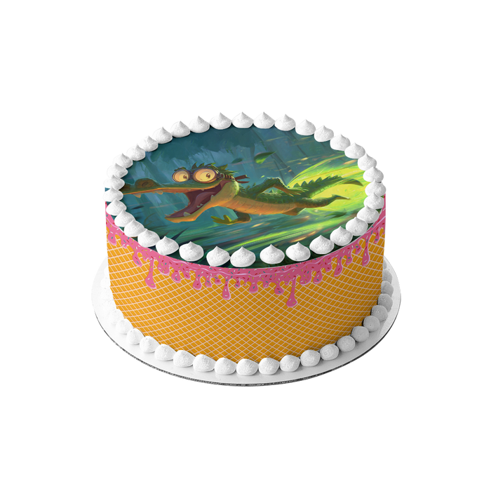 Turbo Krokodil, Lustiger Comic Stil, Dschungel Thema, Runde Tortenaufleger - 400.0 G