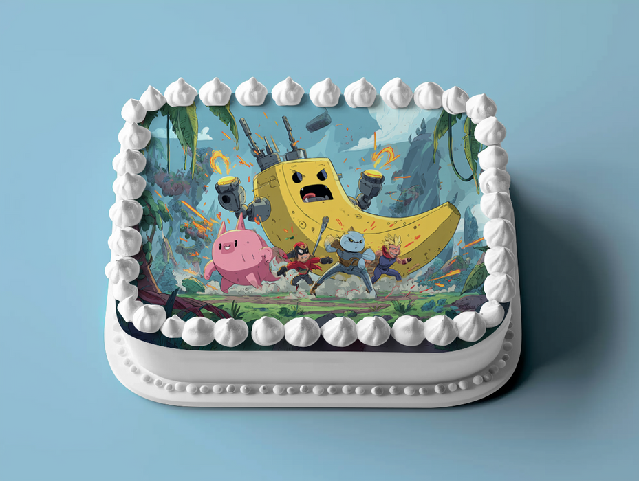 Anime Krieger & Roboter-Banane, Abenteuer Stil, Rechteckig Tortenaufleger - 200.0 G