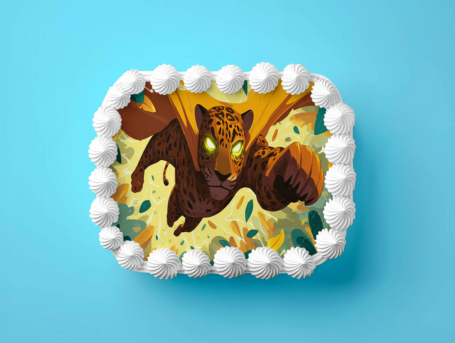 Superhelden Tiger, Comic Stil, Dschungel Thema, Rechteckig Tortenaufleger - 200.0 G