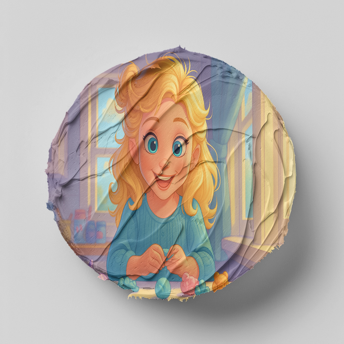 Frozen Zuckerbild rund – Essbarer Tortenaufleger mit Elsa-inspiriertem Motiv und Namen - 400.0 G