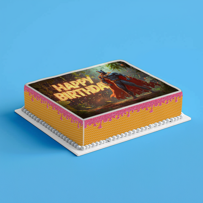 Superhelden Panther, Comic Stil, Happy Birthday, Rechteckig Tortenaufleger - 200.0 G