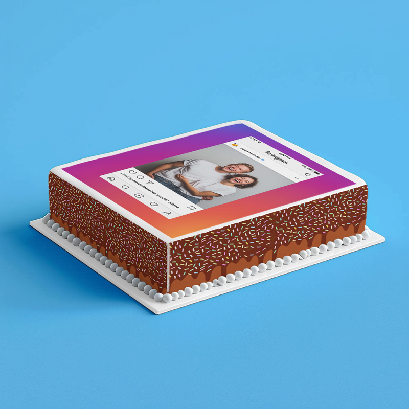 Instagram Geburtstag – Essbares Zuckerbild mit Wunschfoto, Rechteckig Tortenaufleger - 200.0 G