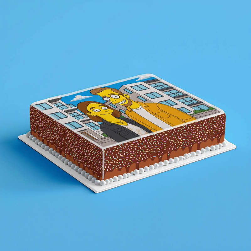 Simpsons Style Geburtstag mit Wunschbild, Rechteckig Tortenaufleger – 200.0 G