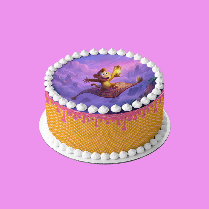 Magischer Affe, Fliegender Teppich, Aladdin Stil, Runde Tortenaufleger - 400.0 G