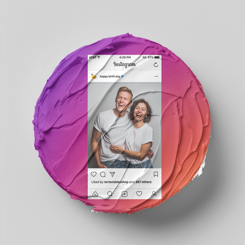 Instagram Post Tortenbild – Essbare Geburtstag-Deko mit Wunschbild, Zuckerbild rund - Runde Tortenaufleger - 400.0 G