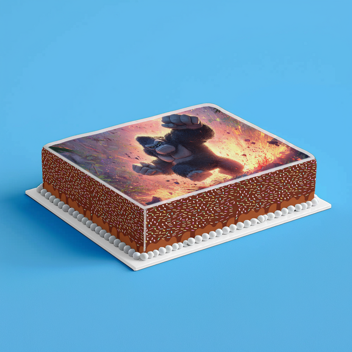 Monster Gorilla, Action Comic Stil, Dschungel Thema, Rechteckig Tortenaufleger - 200 G