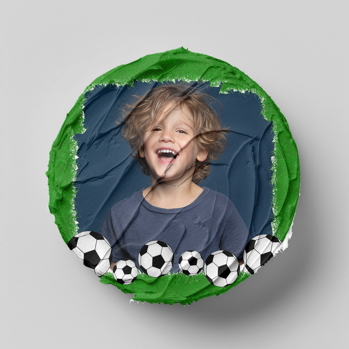 Personalisierter Fußball – Essbares Zuckerbild mit deinem Foto, Runde Tortenaufleger - 400.0 G