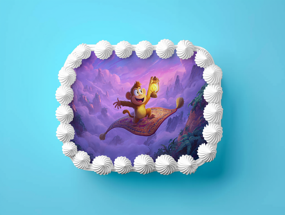 Magischer Affe, Fliegender Teppich, Aladdin Stil, Rechteckig Tortenaufleger - 200.0 G