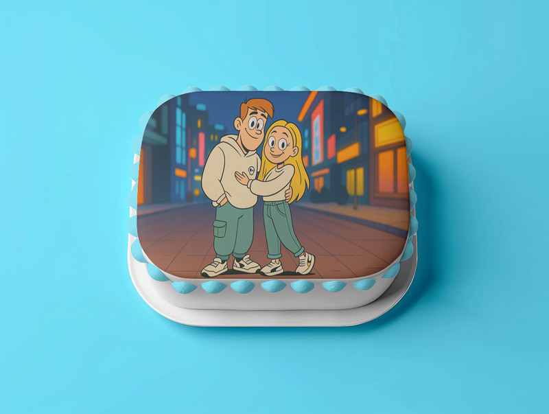 Personalisierter  mit Wunschbild – Cartoon Stil Geburtstag Rechteckig Tortenaufleger - 200.0 G