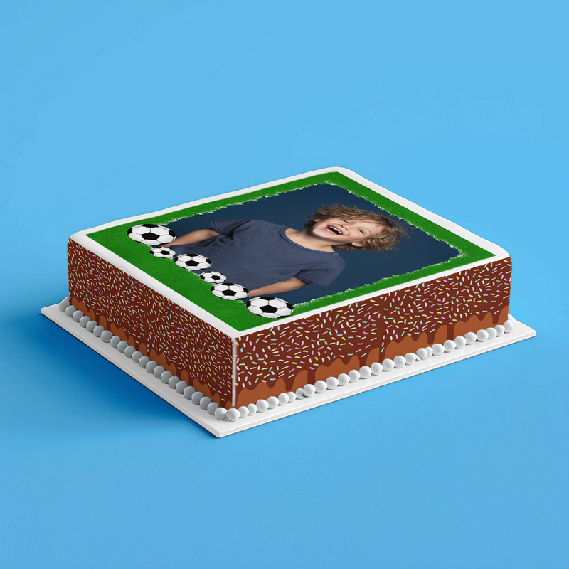 Personalisierter Fußball – Essbares Zuckerbild mit deinem Foto, Rechteckig Tortenaufleger - 200.0 G