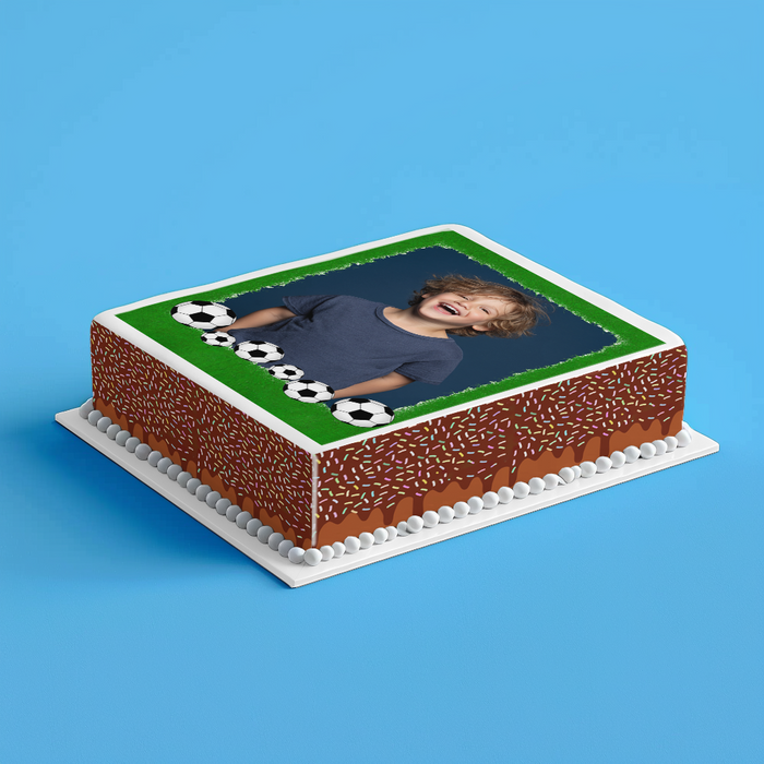 Personalisierter Fußball – Essbares Zuckerbild mit deinem Foto, Rechteckig Tortenaufleger - 200.0 G