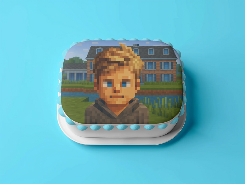 Minecraft Stil Geburtstag, Personalisierter Rechteckig Tortenaufleger – 200.0 G