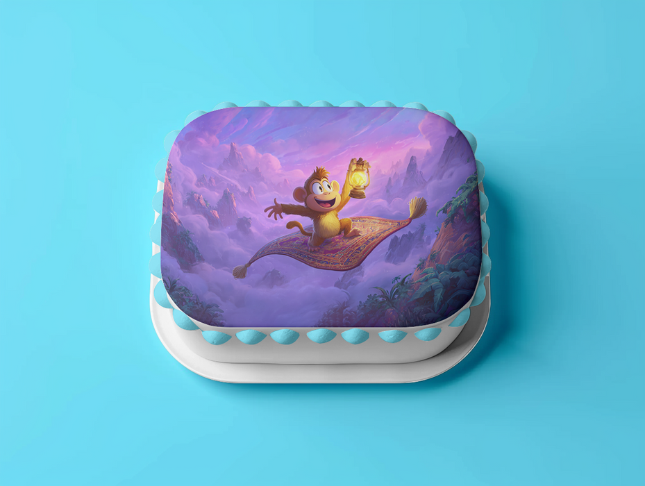 Magischer Affe, Fliegender Teppich, Aladdin Stil, Rechteckig Tortenaufleger - 200.0 G