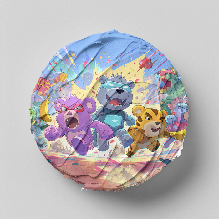 Action Bären, Arcade Stil, Partyspiel Thema, Runde Tortenaufleger - 400.0 G