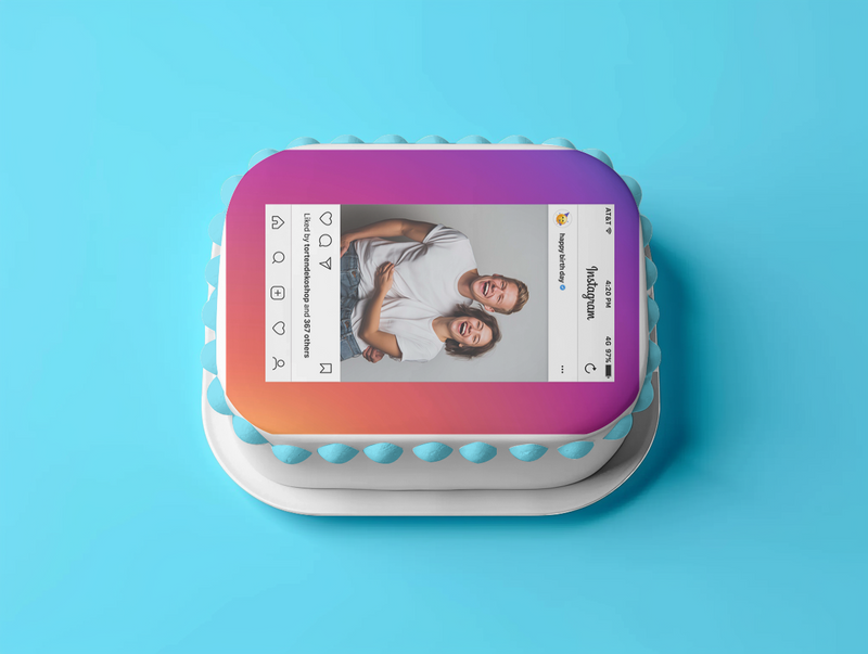 Instagram Geburtstag – Essbares Zuckerbild mit Wunschfoto, Rechteckig Tortenaufleger - 200.0 G