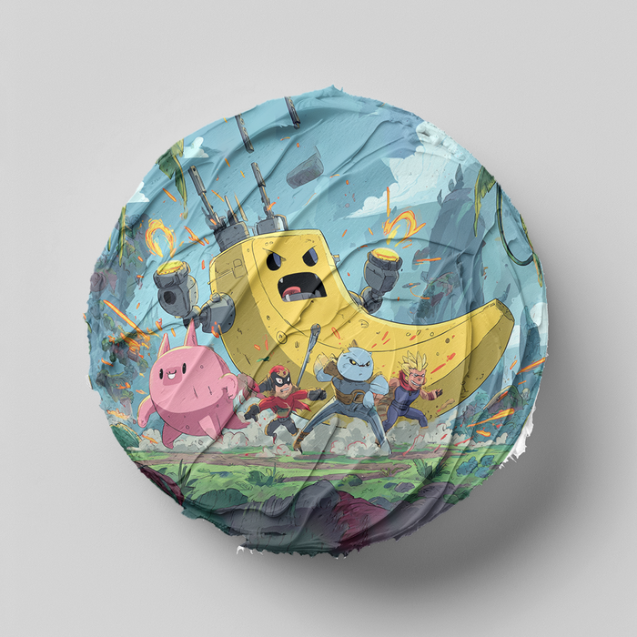 Anime Krieger & Roboter-Banane, Abenteuer Stil, Runde Tortenaufleger - 400.0 G