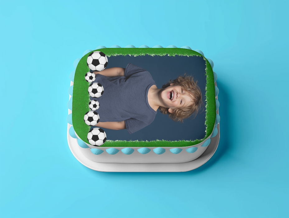 Personalisierter Fußball – Essbares Zuckerbild mit deinem Foto, Rechteckig Tortenaufleger - 200.0 G