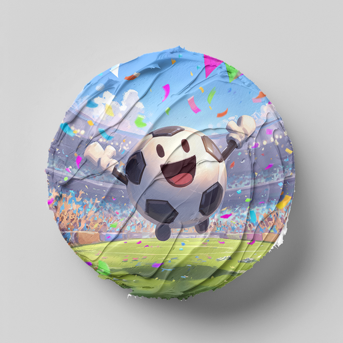 Jubelnder Fußball-Charakter, Lustiges Stadion-Motiv, Runde Tortenaufleger - 400.0 G