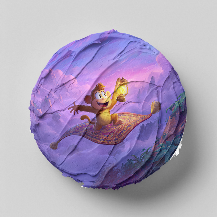 Magischer Affe, Fliegender Teppich, Aladdin Stil, Runde Tortenaufleger - 400.0 G