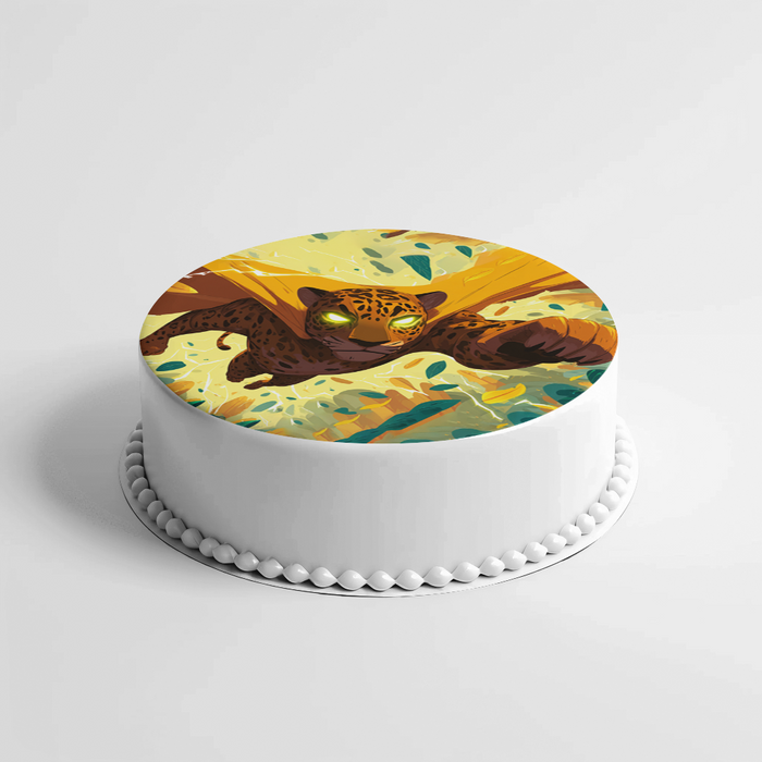 Superhelden Tiger, Comic Stil, Dschungel Thema, Runde Tortenaufleger - 400.0 G