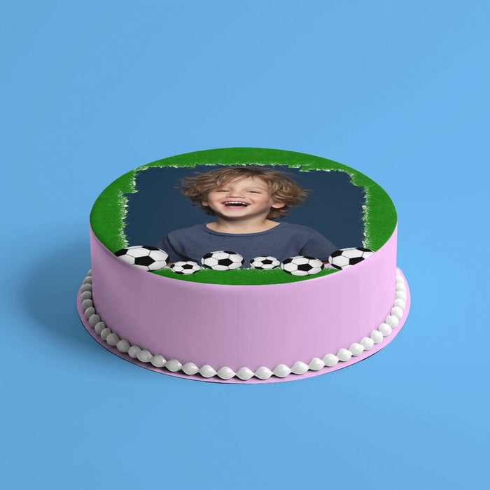 Personalisierter Fußball – Essbares Zuckerbild mit deinem Foto, Runde Tortenaufleger - 400.0 G