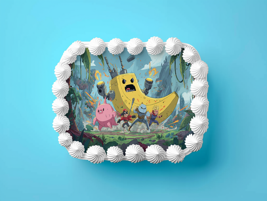 Anime Krieger & Roboter-Banane, Abenteuer Stil, Rechteckig Tortenaufleger - 200.0 G