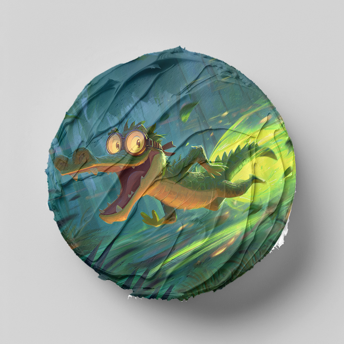 Turbo Krokodil, Lustiger Comic Stil, Dschungel Thema, Runde Tortenaufleger - 400.0 G