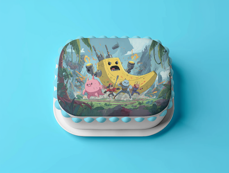 Anime Krieger & Roboter-Banane, Abenteuer Stil, Rechteckig Tortenaufleger - 200.0 G