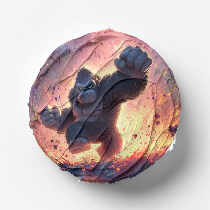 Monster Gorilla, Action Comic Stil, Dschungel Thema, Runde Tortenaufleger - 400.00 G