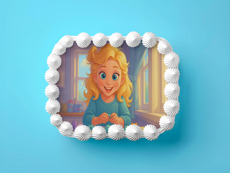 Frozen Geburtstag  – Essbares Zuckerbild mit Elsa-Stil und Wunschtext, Rechteckig Tortenaufleger - 200.0 G