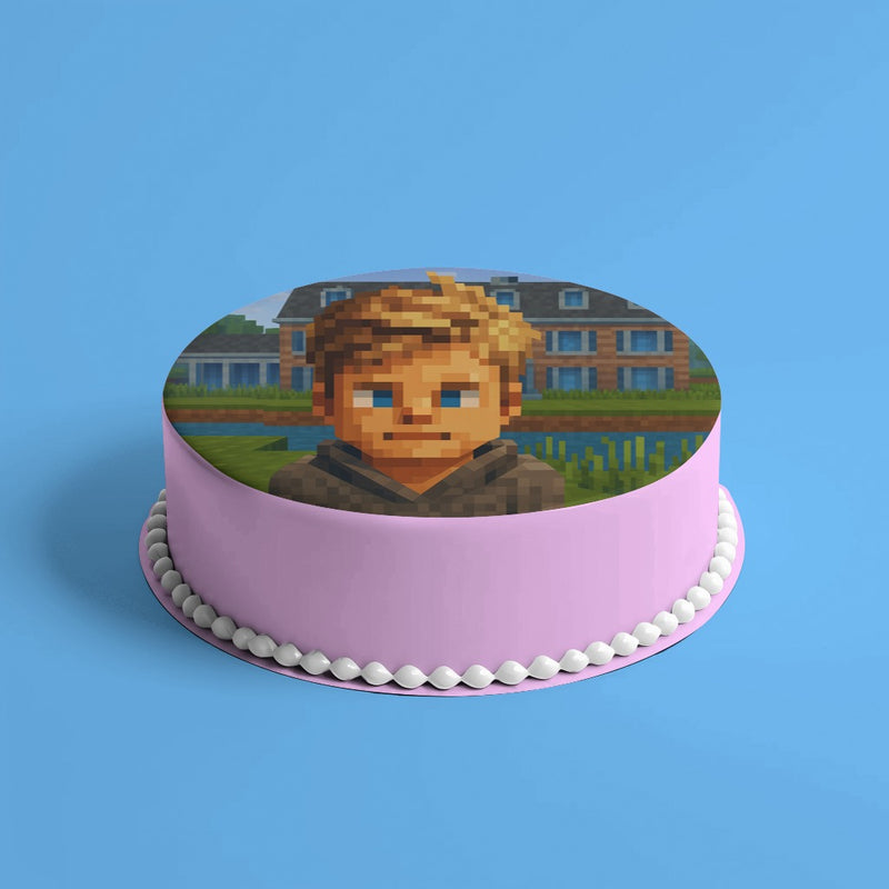 Minecraft Geburtstag  mit Wunschtext, Runde Tortenaufleger, Zuckerbild - 400.0 G