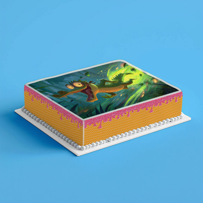 Turbo Krokodil, Lustiger Comic Stil, Dschungel Thema, Rechteckig Tortenaufleger - 200.0 G